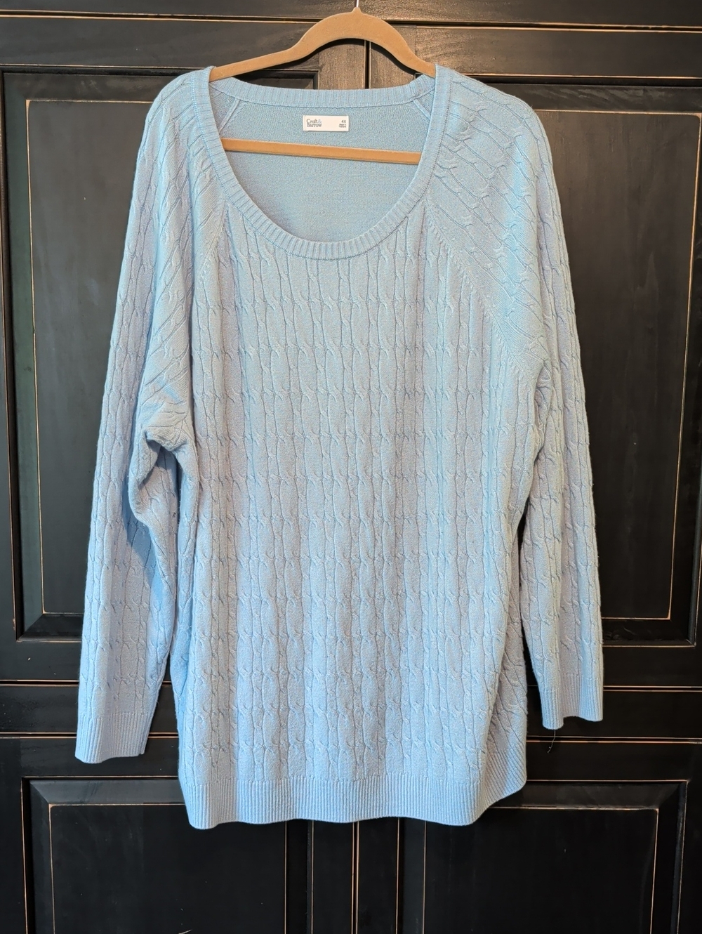 croft & barrow Light Blue Cable Knit Scoop Neck Sweater